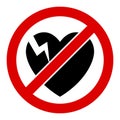 Flat Raster No Broken Heart Icon