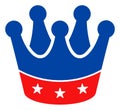 Flat Raster President Crown Icon in American Democratic Colors with Stars
