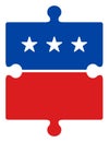 Flat Raster Puzzle Item Icon in American Democratic Colors with Stars