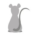 Flat rat mouse gray silhouette back. Mouse rat rodent logo