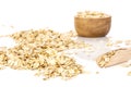 Flat raw rolled oats isolated on white Royalty Free Stock Photo