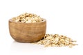 Flat raw rolled oats isolated on white Royalty Free Stock Photo