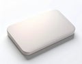 Flat Rectangular Metallic Silver Box on a Plain White Background Royalty Free Stock Photo