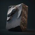 flat rectangular rock with a rough texture background for cosmetic products, mock up pedestal AI generation