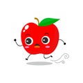 A flat red apple character with cute run expression Royalty Free Stock Photo