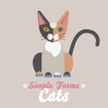 Flat red black chimera cat isolated vector. Cartoon illustration domestic brown cat logo icon