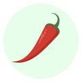 Flat red chili pepper icon. Spice symbol