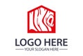 Red Color Simple Home Wood Logo Design