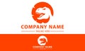 Orange Color T Rex Dinosaurus Head Circle Logo Design