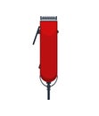 Flat red hairclipper icon logo isolated on white background. Professional hairdresser tool for barbershop. Beauty salon accessorie