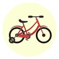 Flat red kids four wheels bicycle icon, quadro scooter Royalty Free Stock Photo