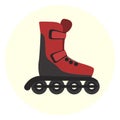 Flat red modern four wheels skate rollers icon Royalty Free Stock Photo