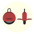 Flat red self-balancing electric unicycle icon