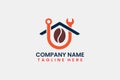 Flat repair home coffee logo template vector design illustration Royalty Free Stock Photo