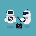 Flat Repair Robot Illustration Mascot Vector