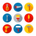 Flat Repair Tools Icon Set