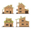 Flat Residential Houses Set. Vector