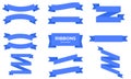 Flat ribbon banner vector set. Blue ribbons banners. Banner ribbon vector collection. Vector stock illustration Royalty Free Stock Photo