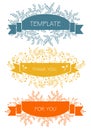 Flat ribbons with floral decor vector