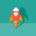 Flat rising rocket icon to the space vector illustration