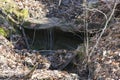 Flat rock with trickling water