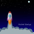 Flat rocket icon. Startup concept. Royalty Free Stock Photo