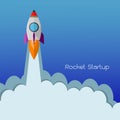 Flat rocket icon. Startup concept