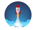 Flat Rocket Icon Startup Concept Isolated