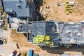 Flat roof installation. new apartment buildings under construction. top view Royalty Free Stock Photo