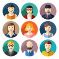 Flat round avatar icons, faces, people icons Royalty Free Stock Photo