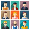 Flat round avatar icons, faces, people icons Royalty Free Stock Photo