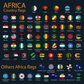 Flat Round Flags of Africa on Black Background