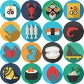 Flat round icons for seafood Royalty Free Stock Photo