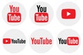 Flat round YouTube icon collection