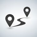 Flat route icon. gps distance. illustration