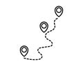 Flat route location vector icon isolated on white background. Concept of path or road. Journey simple illustration