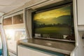 Flat RV TV Inside Modern Camper Van Motorhome Royalty Free Stock Photo