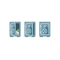 Flat safe vector illustration one safe indoor and two safes outdoor. Safe great. Wall safe.