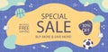 Flat sale banner for children Vector illustration. Royalty Free Stock Photo