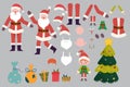 Flat Santa character constructor, moving arms and legs