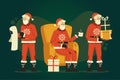 flat santa claus character set vector design Royalty Free Stock Photo