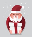Flat santa claus with gift charactor. vector illustration.