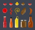 Flat Sauces Set Royalty Free Stock Photo