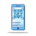 Flat Scan code with blue Mobile phone Royalty Free Stock Photo