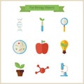 Flat School Biology and Science Objects Set