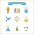 Flat School Chemistry and Science Objects Set Royalty Free Stock Photo