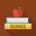 Flat Science Books with Apple and Knowledge Illustration with Sh