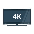 Flat screen tv with 4k Ultra HD video technology vector icon Royalty Free Stock Photo