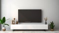 Flat Screen TV on White Entertainment Center Royalty Free Stock Photo