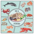 Flat Sea Food Concept Royalty Free Stock Photo